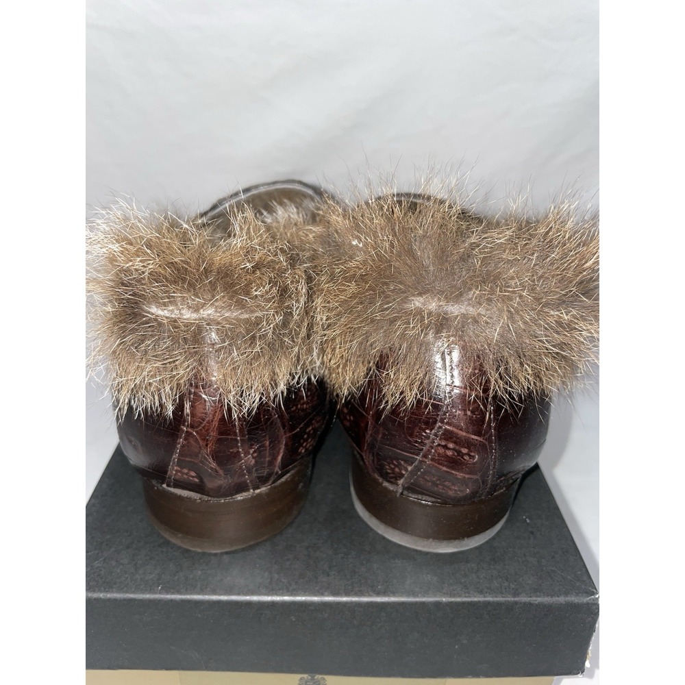 Mauri‎ Crocodile Kangaroo Fur Loafers Mens 9 Brown Rare Exotic Slip On NIB Italy - Picture 4 of 7